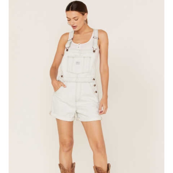 Levi's Size Medium Blue Stripey Vintage Shortalls - Picture 6 of 12